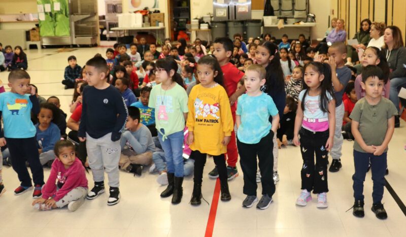 Students are recognized at the assembly.