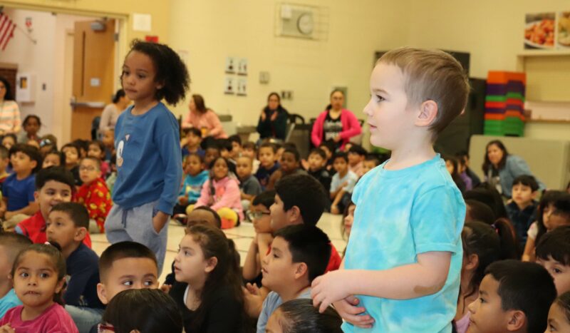 Students are recognized at the assembly.